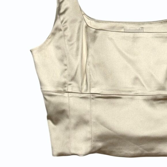 Wilfred Aritzia Womens‎ Shine Satin Bustier Crop Tank Top Size L Champagne Glam - Picture 4 of 11